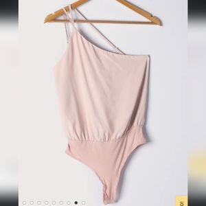 Lulus Blush One-shoulder Cowl Back Bodysuit